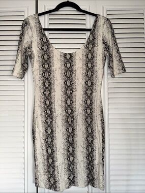 Snake Print Scoop Neck Dress by Bebe